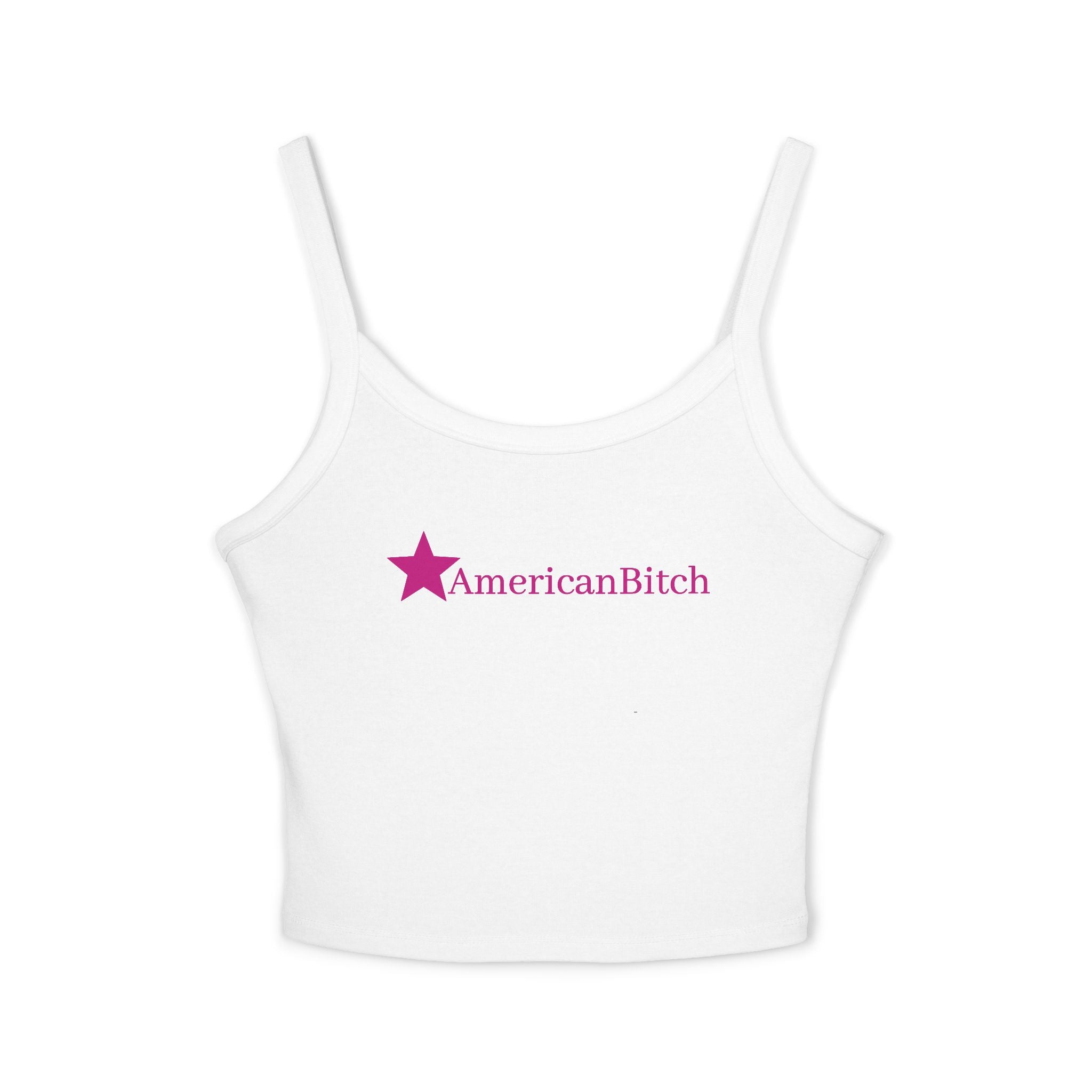 Spaghetti Tank Top — "American Bitch" Pink Star Graphic