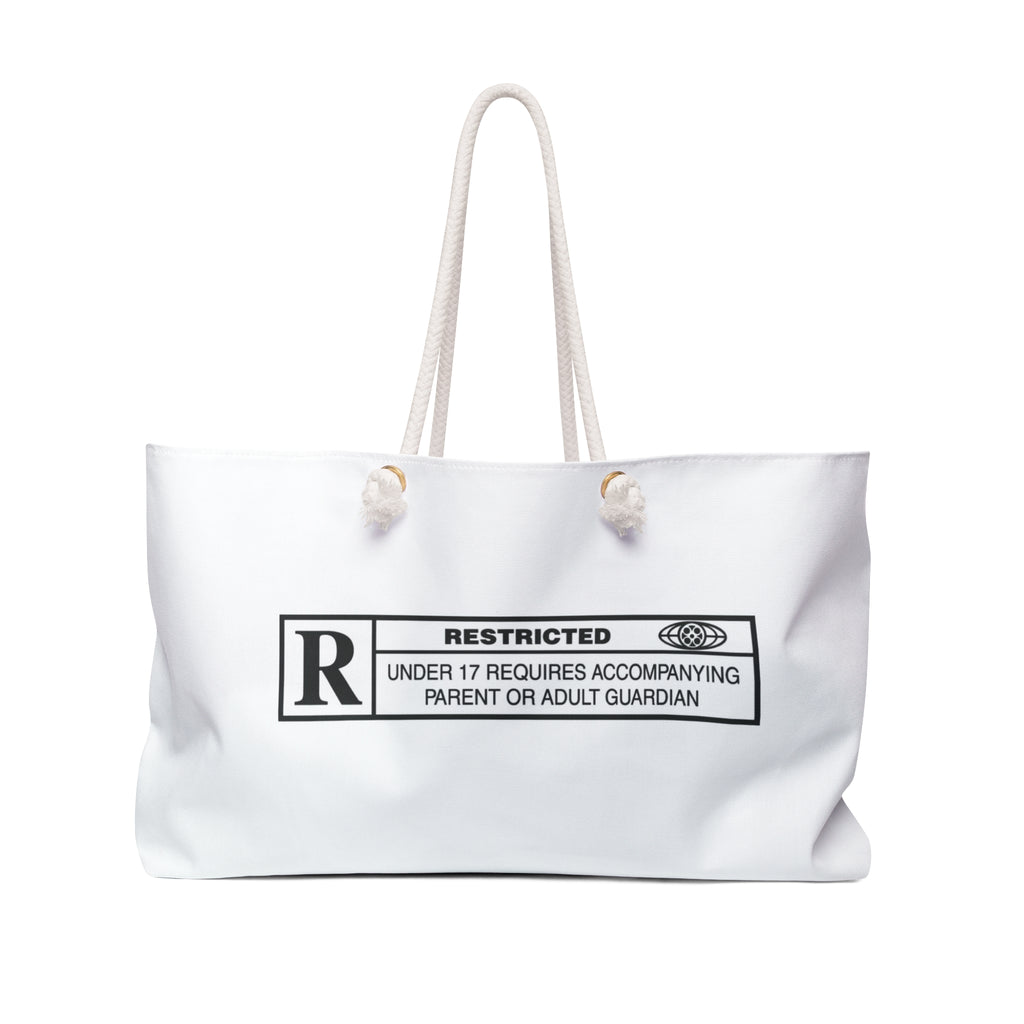 R-Restricted Leopard Print Weekender Bag — Bold Graphic Travel Tote