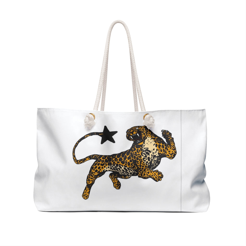 R-Restricted Leopard Print Weekender Bag — Bold Graphic Travel Tote