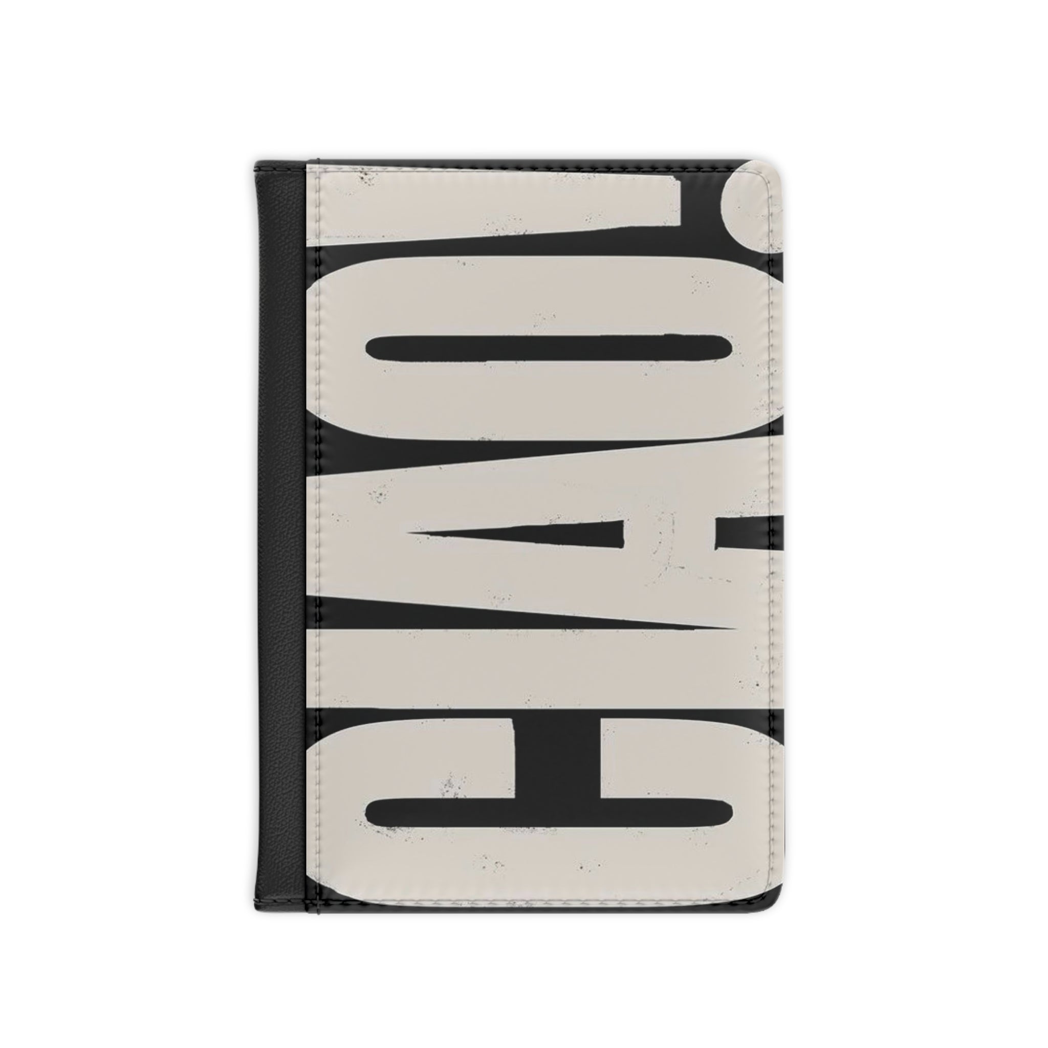 Bold ‘Chaos’ Passport Cover — Modern Typography Travel Wallet
